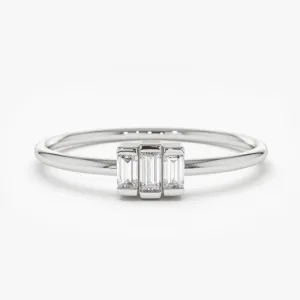 0.18CTW Bezel Set Baguette Lab Grown Diamond Wedding Ring