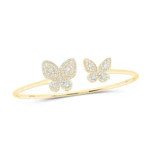 0.75cttw Diamond Bangle Butterfly 10k Yellow Gold Womens Bracelet