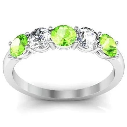 1.00cttw Shared Prong Peridot and Diamond Ring