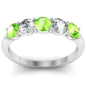 1.00cttw Shared Prong Peridot and Diamond Ring