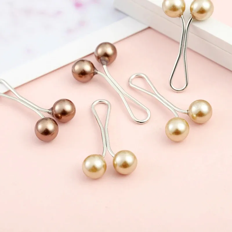 12pcs Lady Muslim Scarf Hijab Clips Pearl Scarf Brooch Pin New Style Simple U-shaped Colorful Pearl Pin Shawl Head Scarf Holder