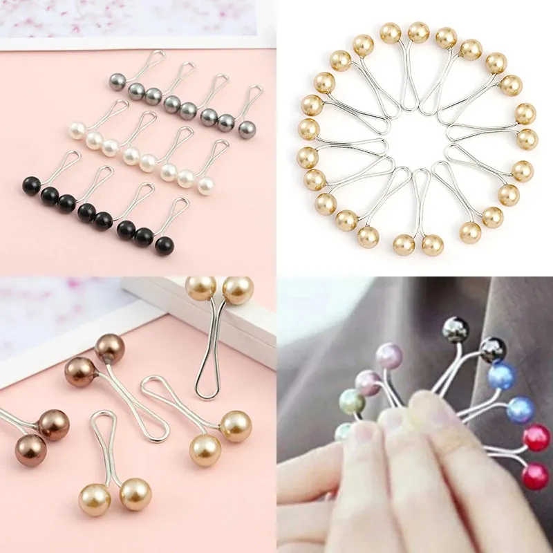 12pcs Lady Muslim Scarf Hijab Clips Pearl Scarf Brooch Pin New Style Simple U-shaped Colorful Pearl Pin Shawl Head Scarf Holder