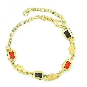 14k Gold Filled 3 COLOR Elephant Bracelet 7.5 "