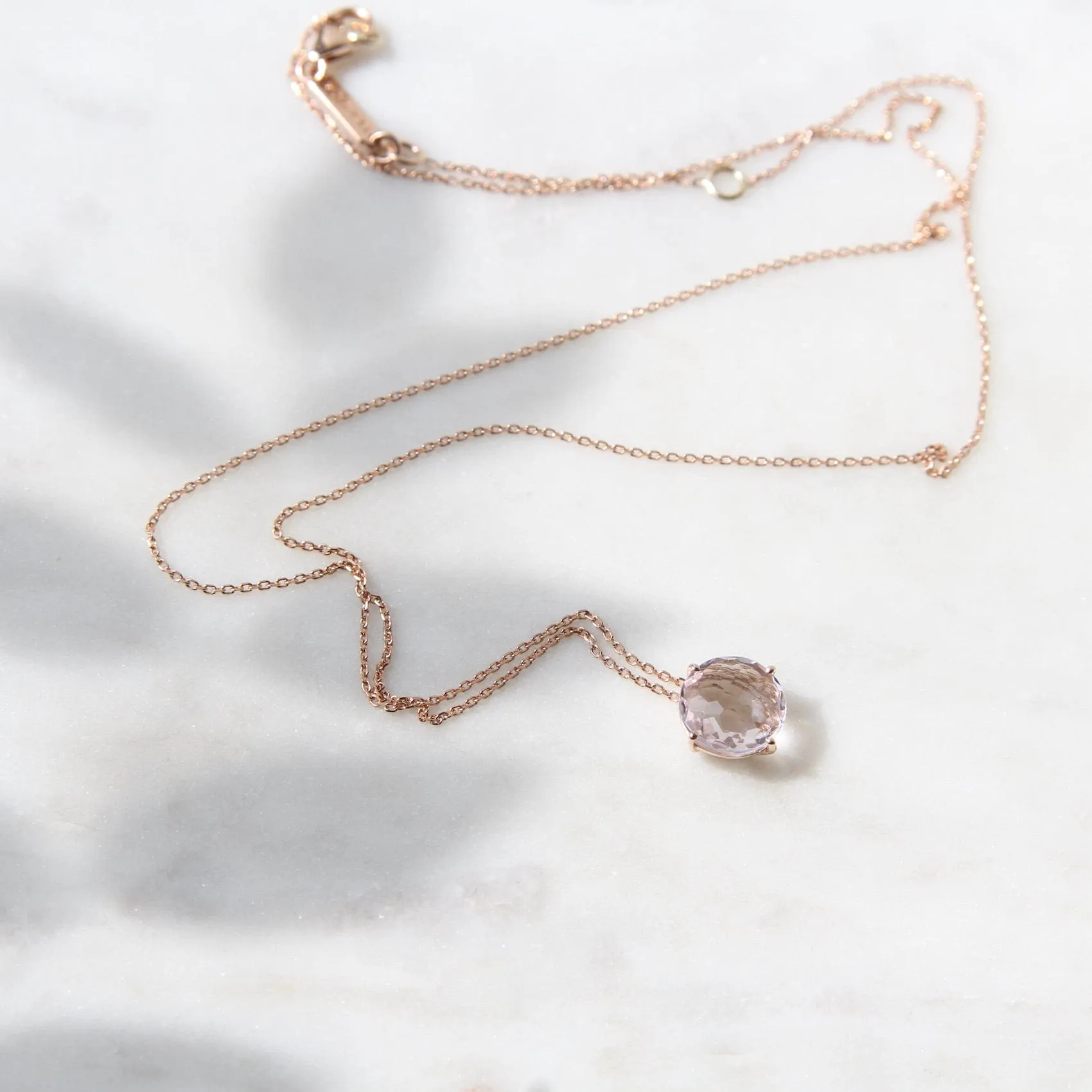 14k Rose Gold 8mm Round Rose de France Necklace