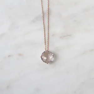 14k Rose Gold 8mm Round Rose de France Necklace