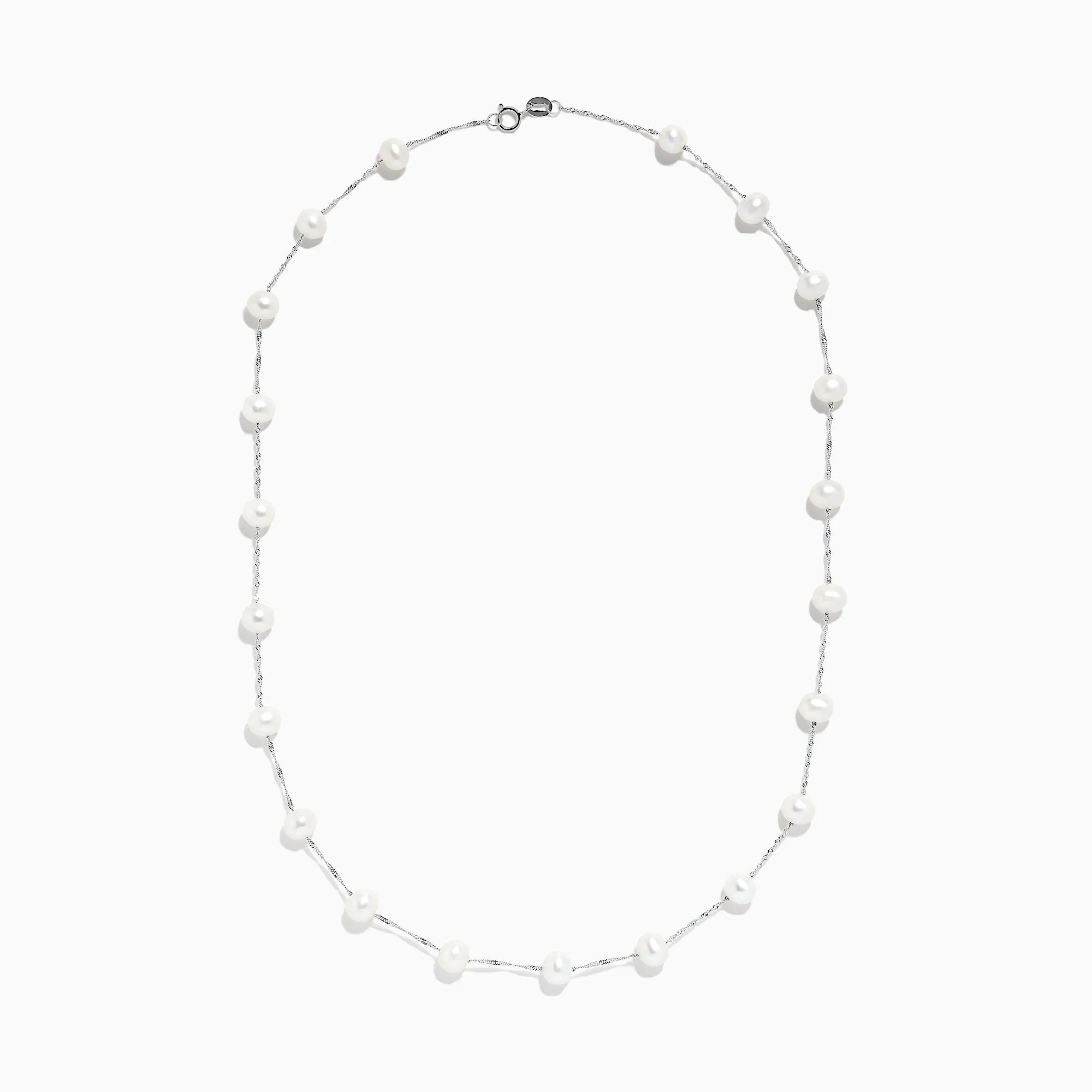 14K White Gold Cultured Fresh Water Pearl Necklace