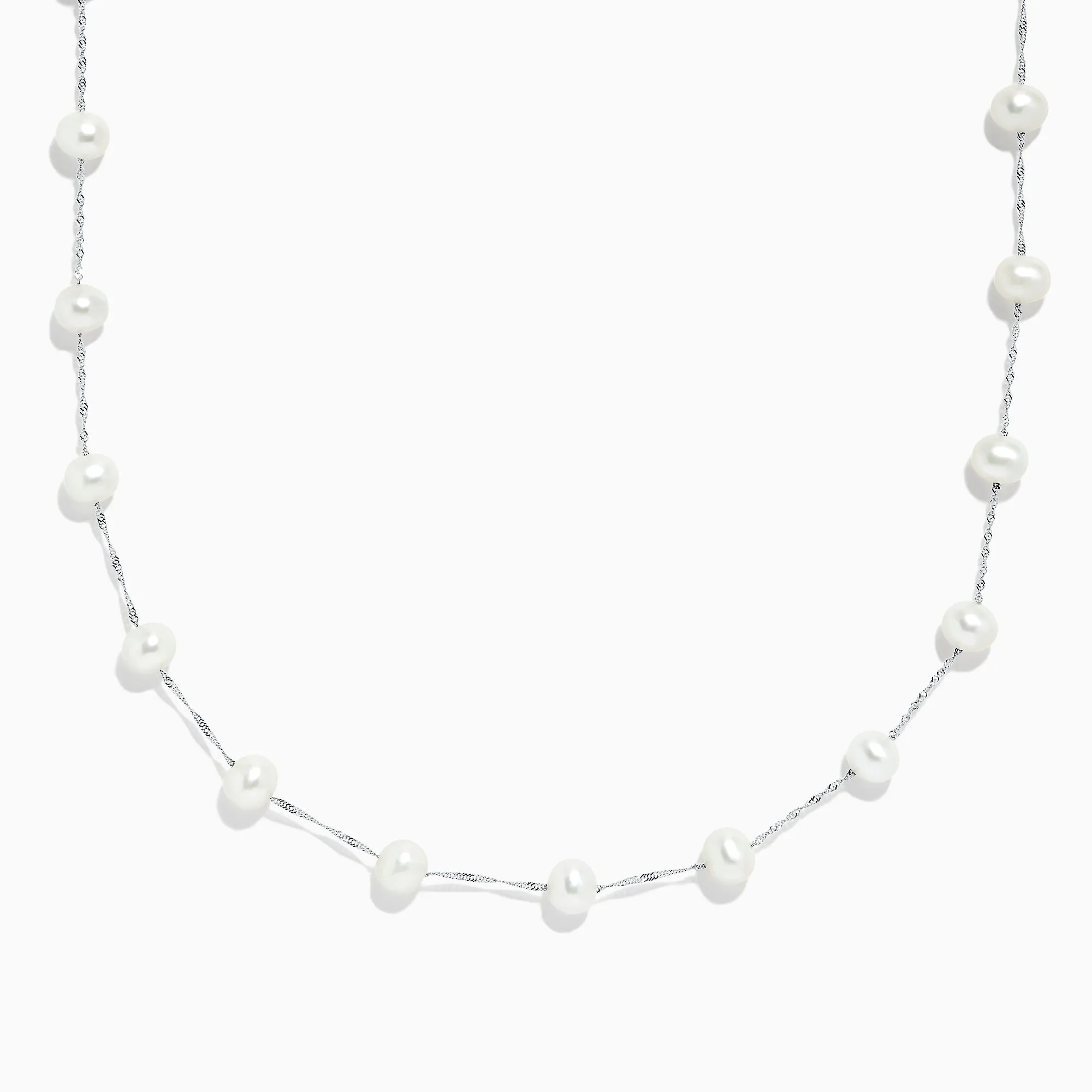 14K White Gold Cultured Fresh Water Pearl Necklace