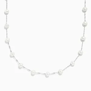 14K White Gold Cultured Fresh Water Pearl Necklace