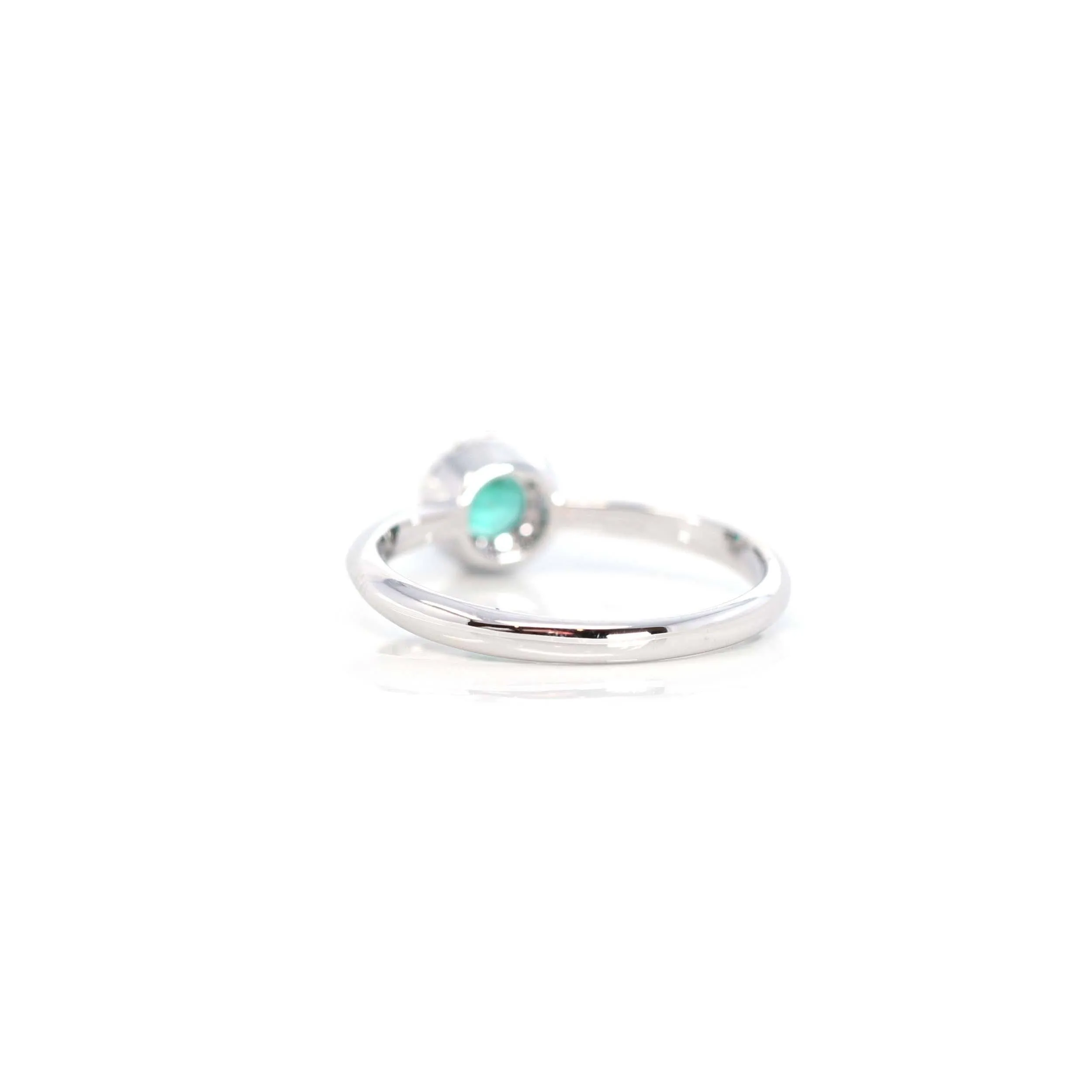 14k White Gold Natural Emerald Ring With Diamond