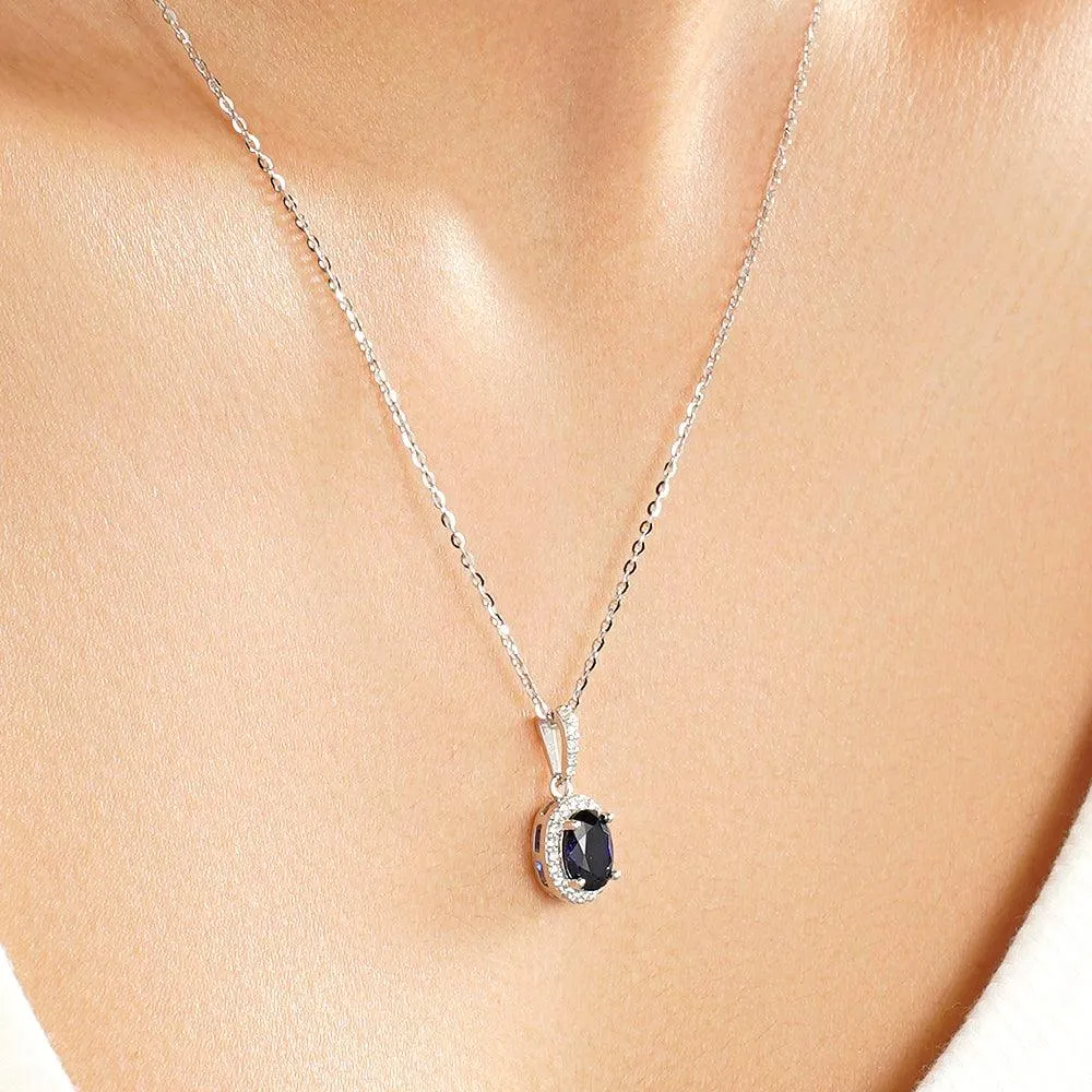 1.69 CT. Vintage Style Oval Sapphire Halo Pendant