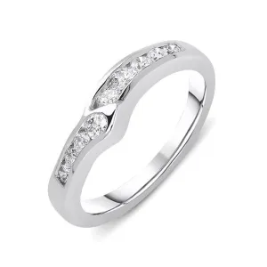 18ct White Gold 0.33ct Diamond Wishbone Wedding Ring D