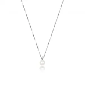 18ct White Gold Diamond & Akoya Pearl Necklace NDQ201W