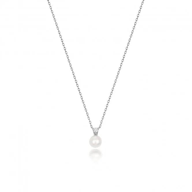 18ct White Gold Diamond & Akoya Pearl Necklace NDQ201W