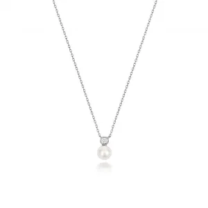 18ct White Gold Diamond & Akoya Pearl Necklace NDQ206W