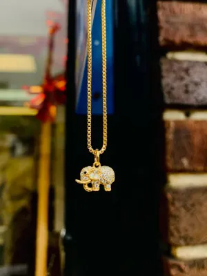 18K GOLD FILLED ELEPHANT NECKLACE 9x11mm BOX LINK CHAIN