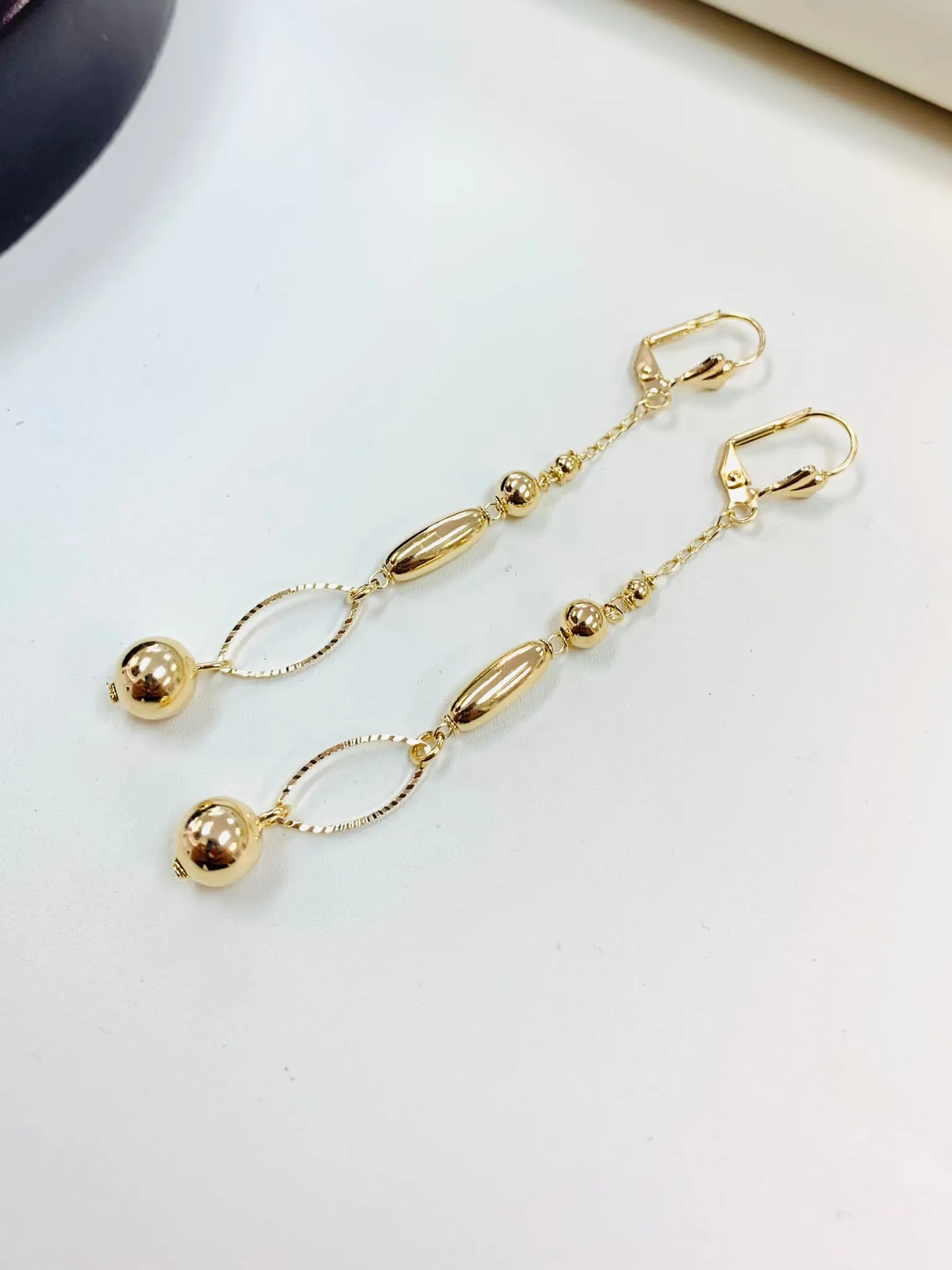 18K Gold Filled Lever Back Earrings for Womens Ball Dangle Earrings