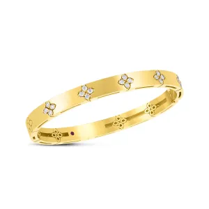 18K Verona Medium Width Bangle with Diamond Accent