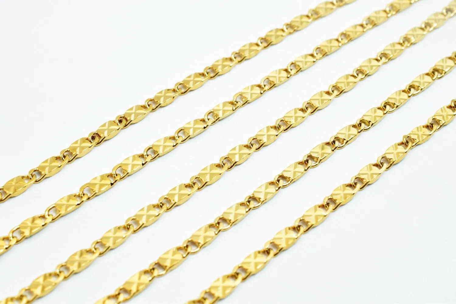 2.5mm 18K Gold Plated* tarnish resistant Chain Sold by Foot For Jewelry Making GFC075