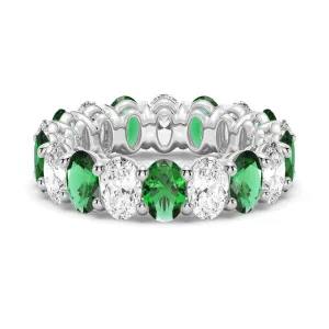 6.6 CT. Lab Grown White Sapphire with Green Gemstone Band