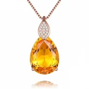 8.0 Ct Teardrop Citrine Bead Vintage Necklace