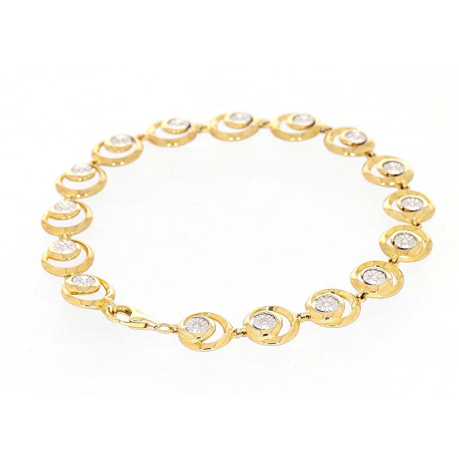 9ct Two Tone Gold  with 0.14 Carat tw of Diamonds Bracelet