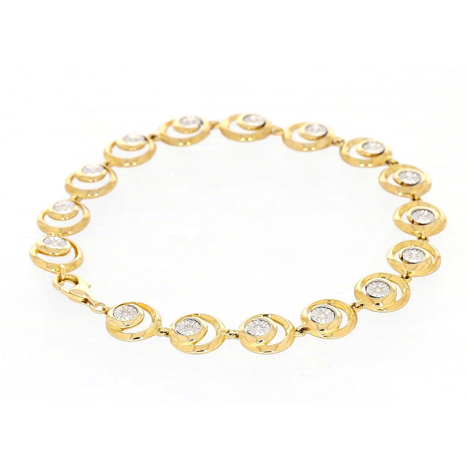 9ct Two Tone Gold  with 0.14 Carat tw of Diamonds Bracelet