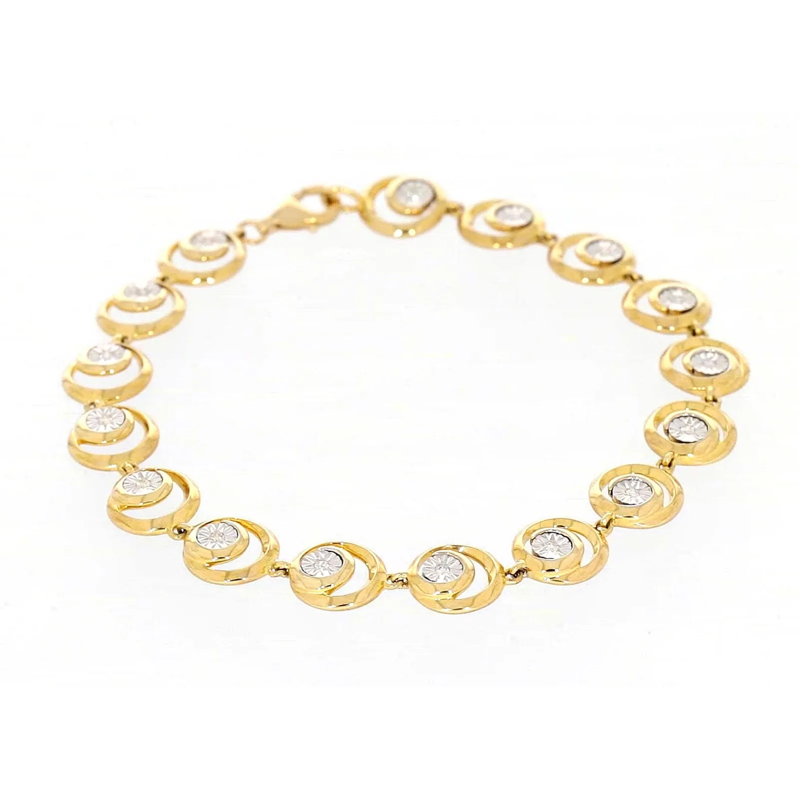 9ct Two Tone Gold  with 0.14 Carat tw of Diamonds Bracelet