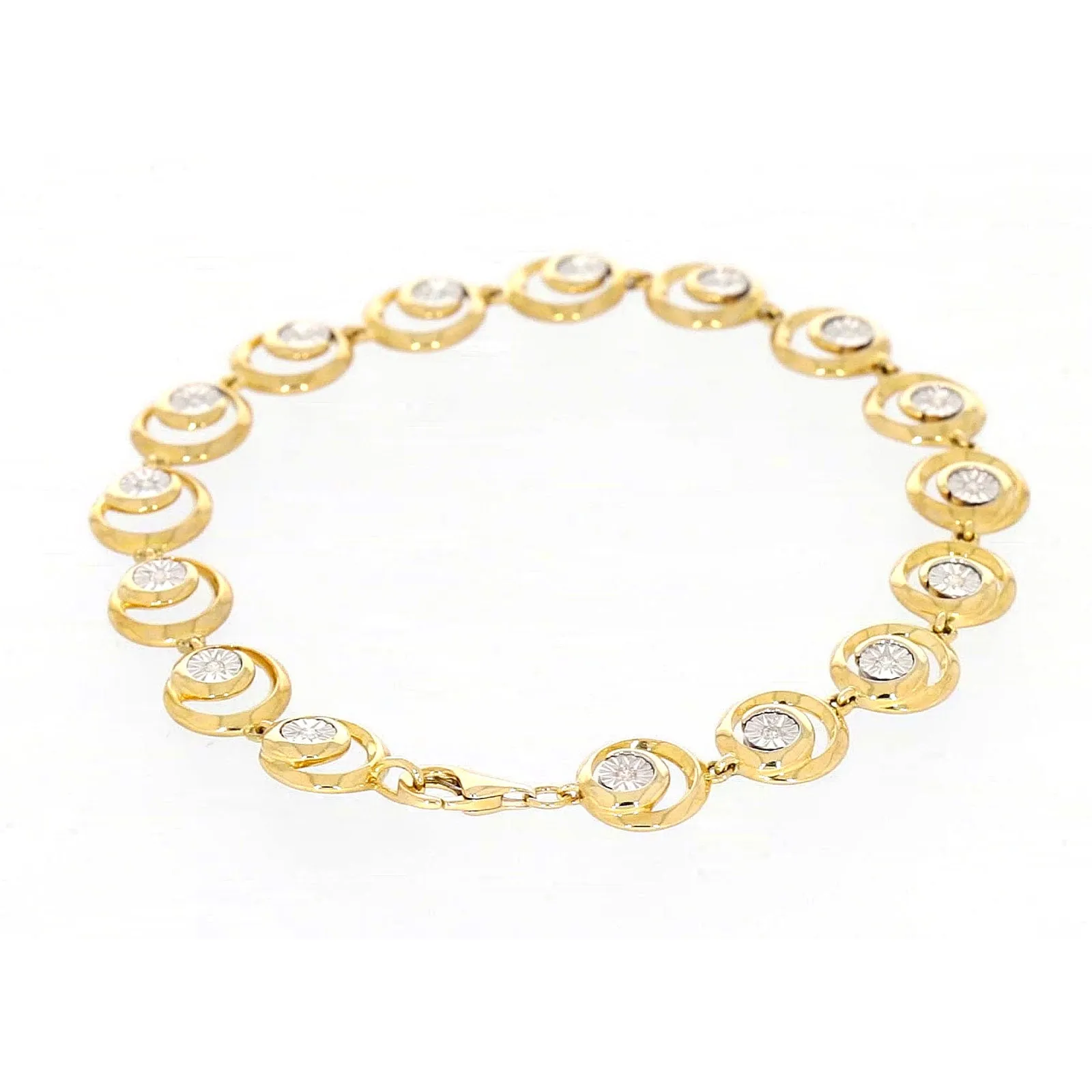 9ct Two Tone Gold  with 0.14 Carat tw of Diamonds Bracelet