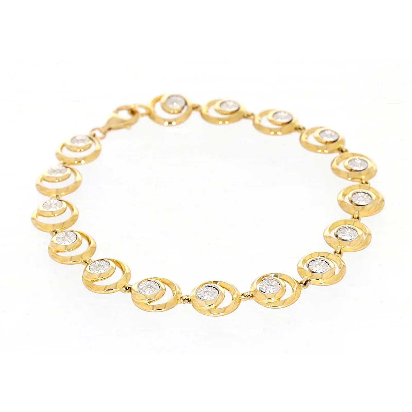 9ct Two Tone Gold  with 0.14 Carat tw of Diamonds Bracelet