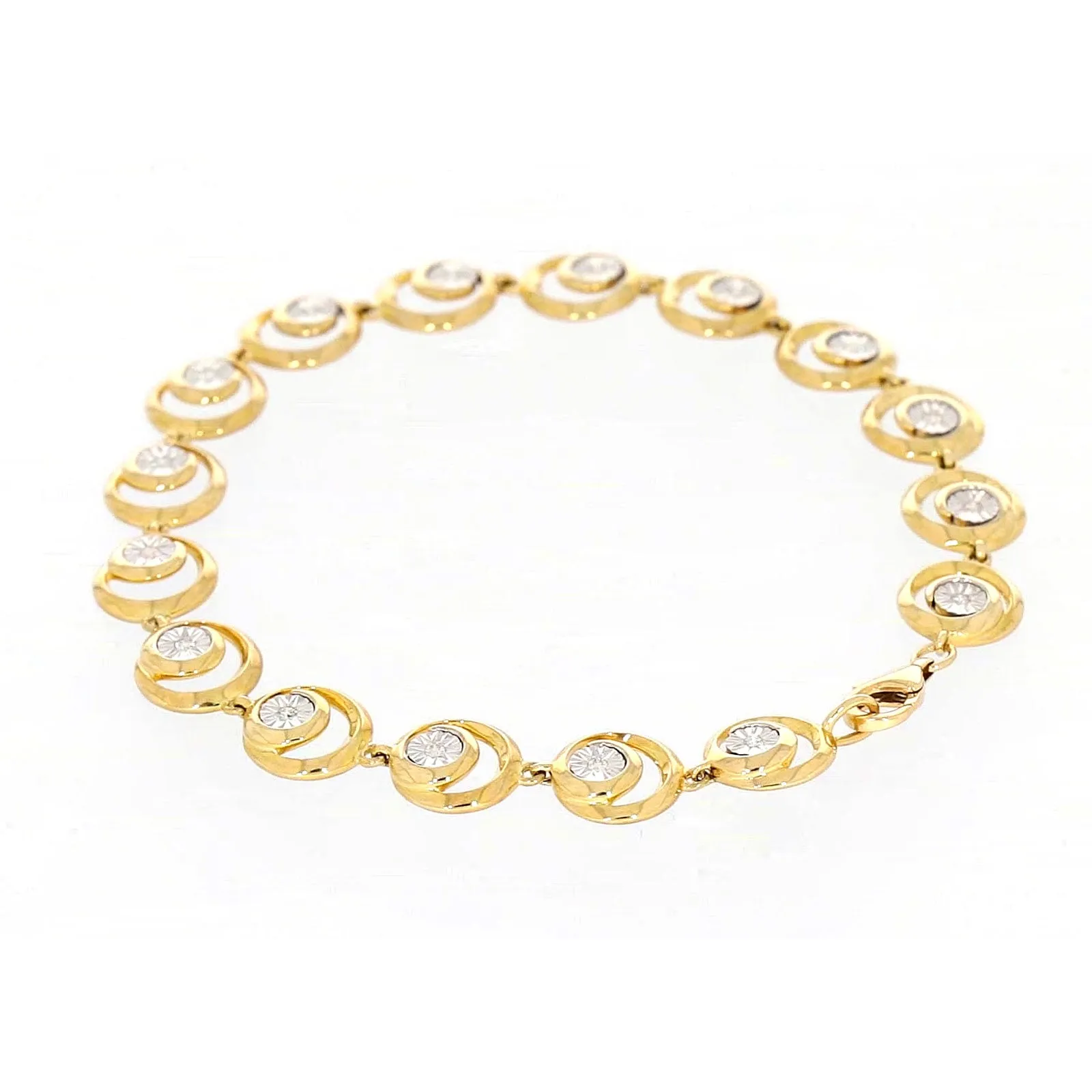 9ct Two Tone Gold  with 0.14 Carat tw of Diamonds Bracelet