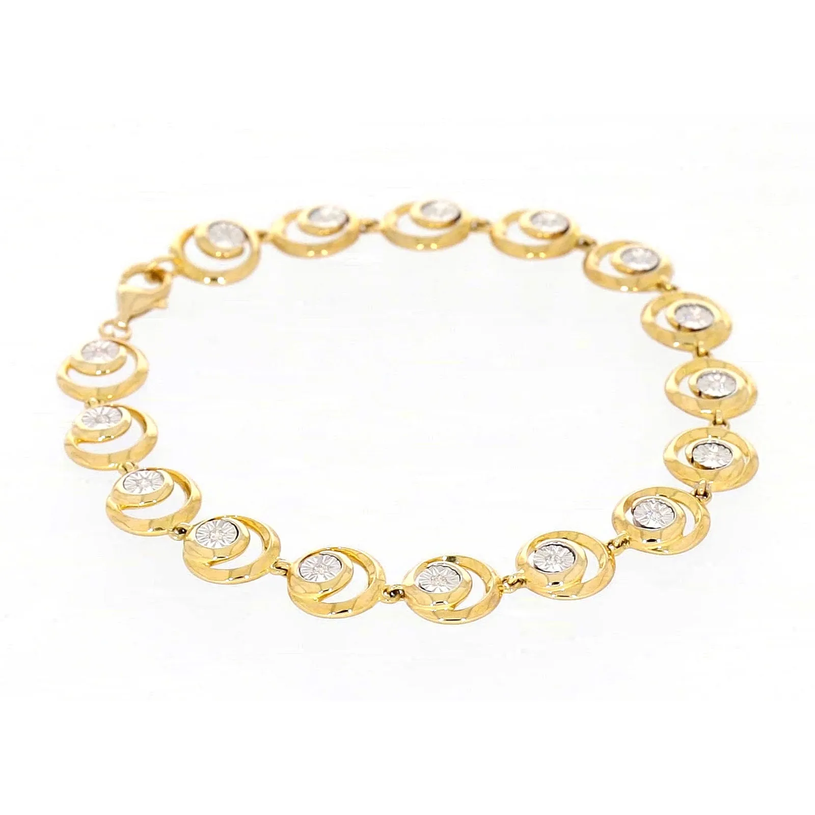 9ct Two Tone Gold  with 0.14 Carat tw of Diamonds Bracelet