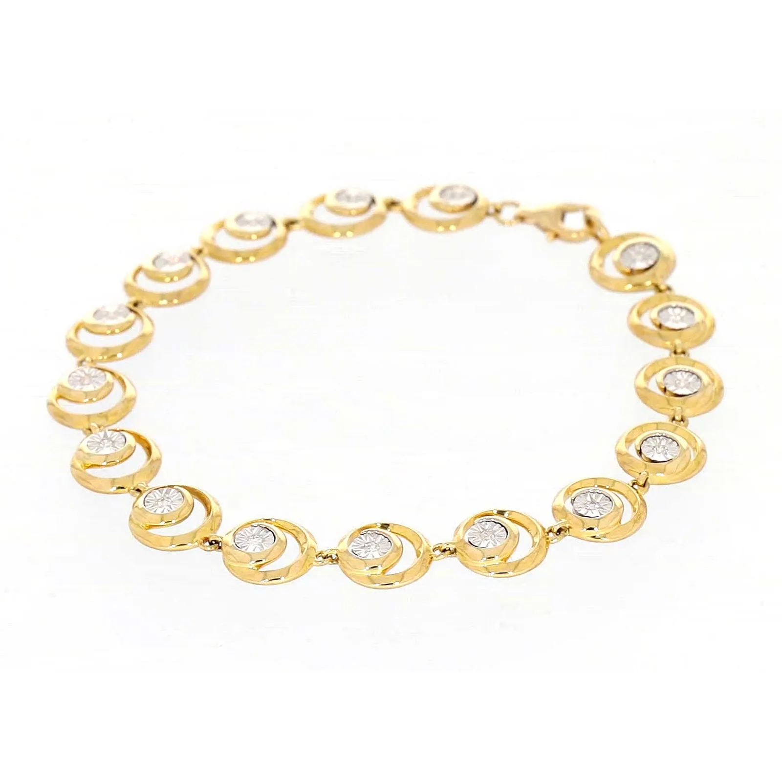 9ct Two Tone Gold  with 0.14 Carat tw of Diamonds Bracelet