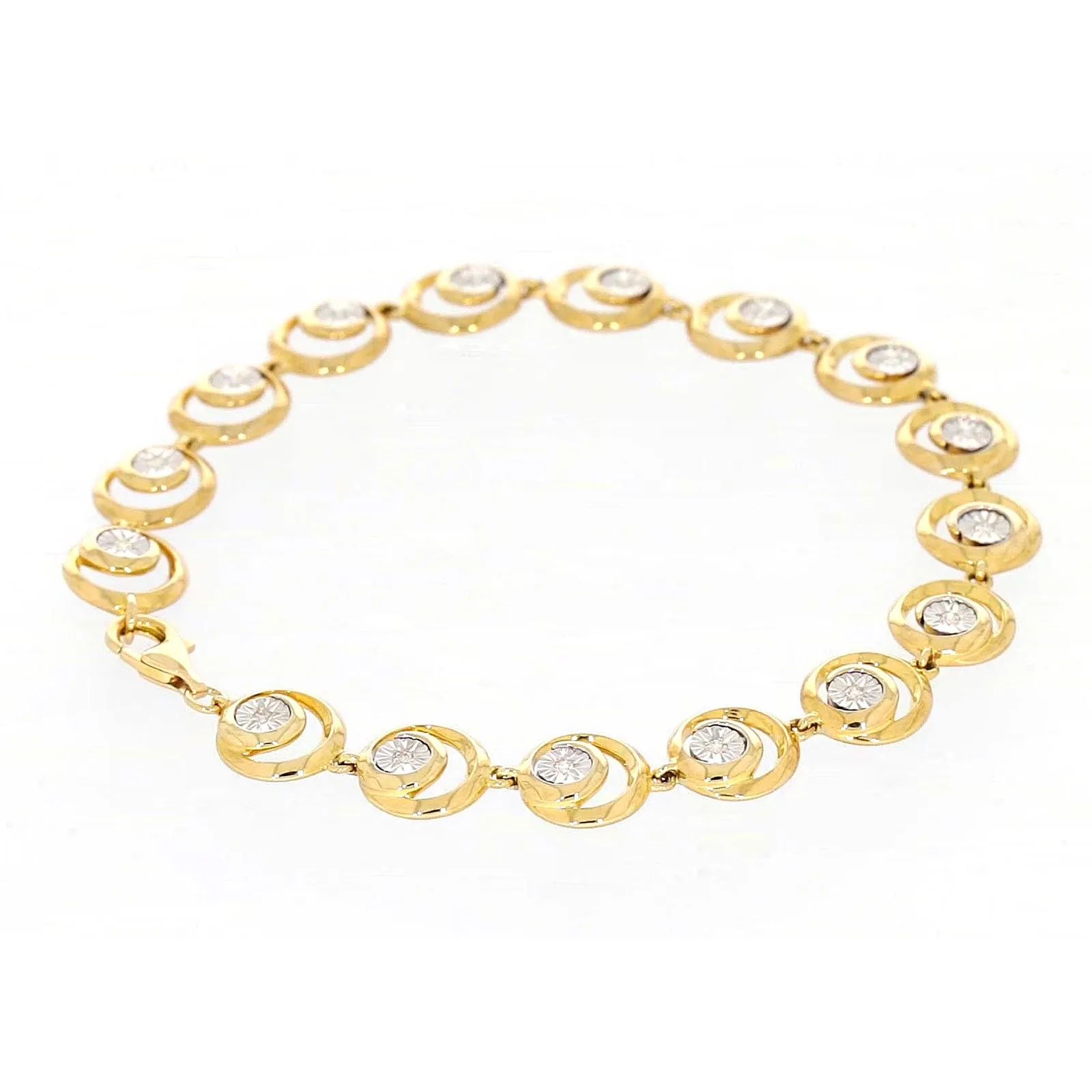 9ct Two Tone Gold  with 0.14 Carat tw of Diamonds Bracelet