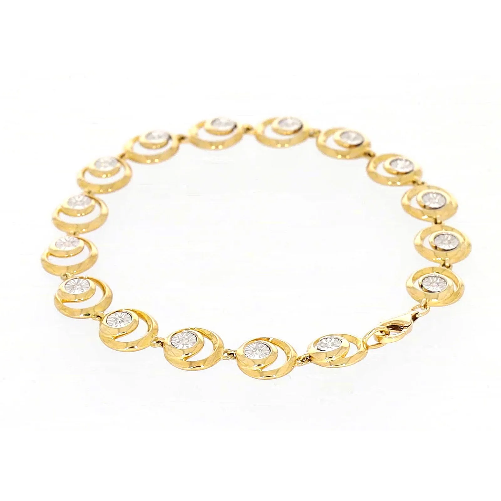 9ct Two Tone Gold  with 0.14 Carat tw of Diamonds Bracelet