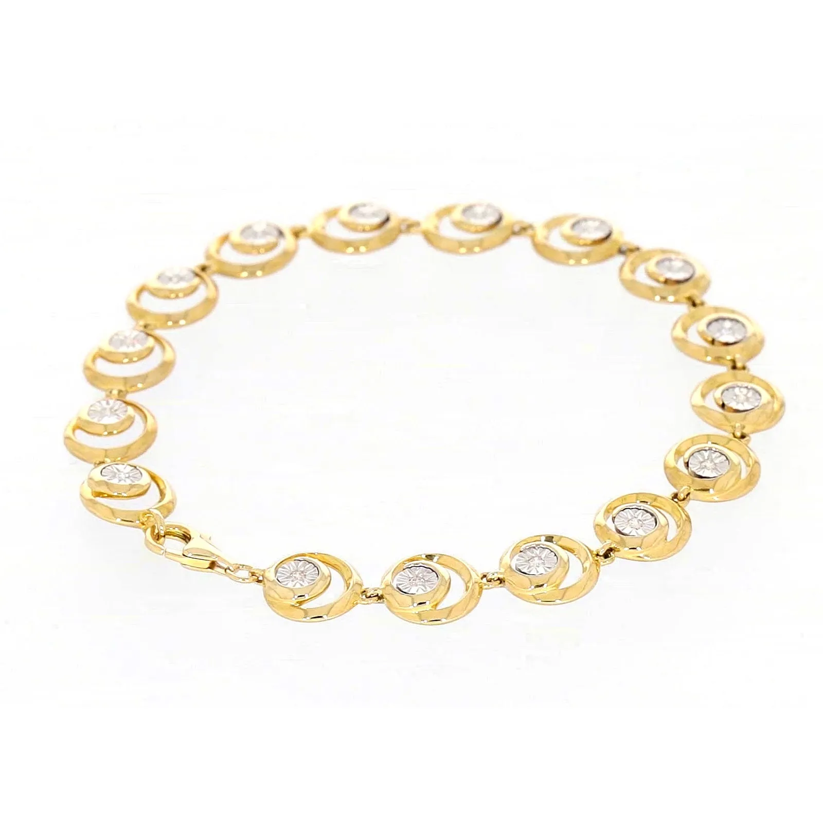 9ct Two Tone Gold  with 0.14 Carat tw of Diamonds Bracelet