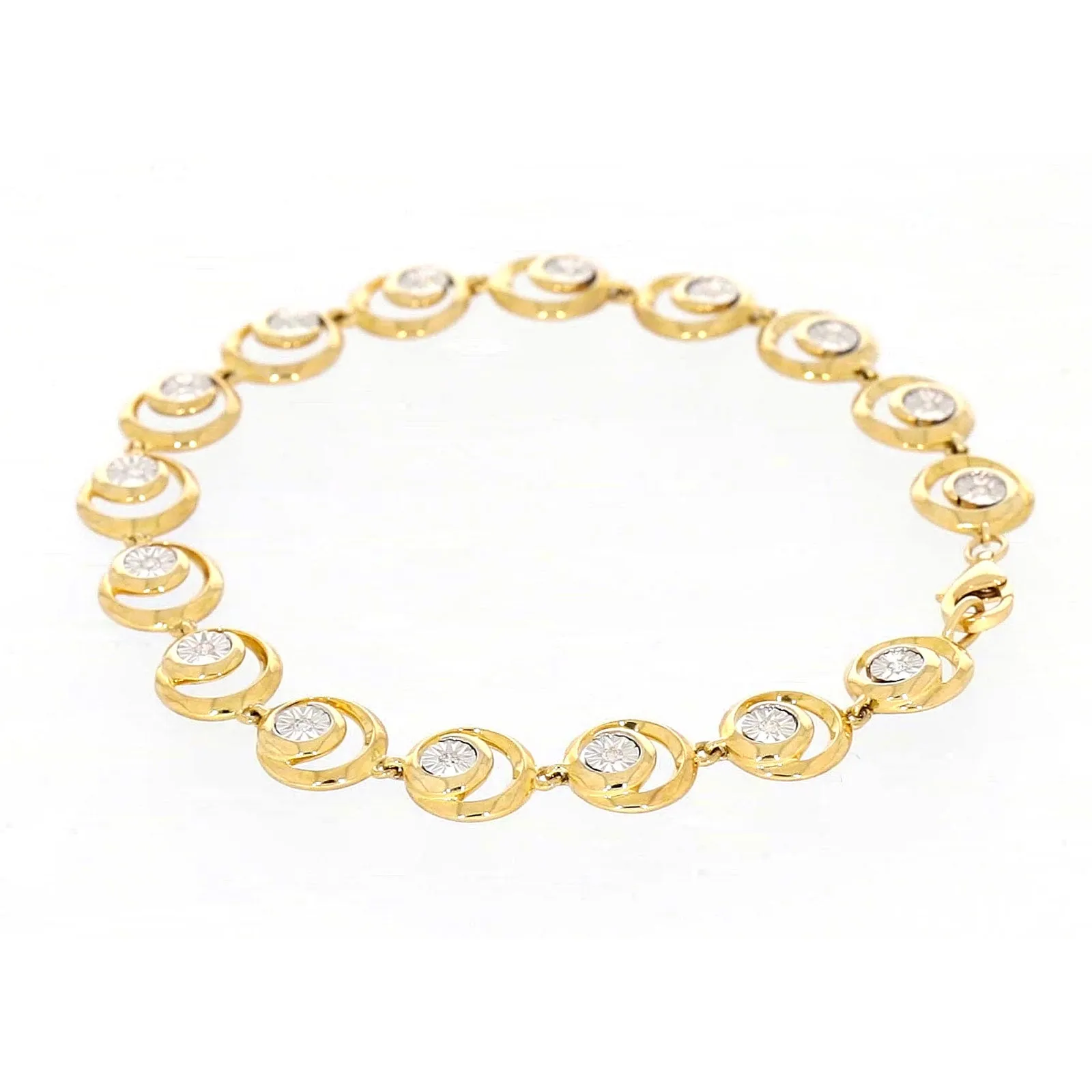 9ct Two Tone Gold  with 0.14 Carat tw of Diamonds Bracelet