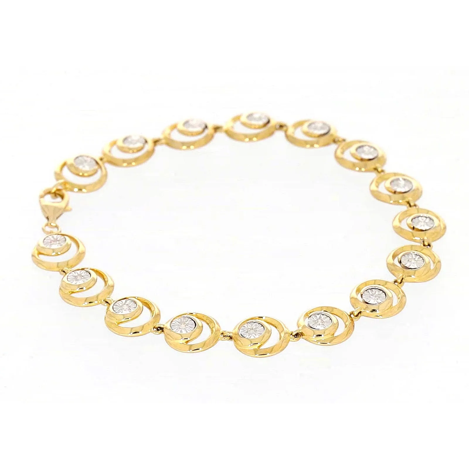 9ct Two Tone Gold  with 0.14 Carat tw of Diamonds Bracelet