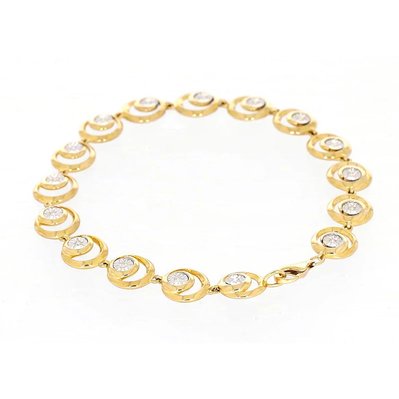 9ct Two Tone Gold  with 0.14 Carat tw of Diamonds Bracelet