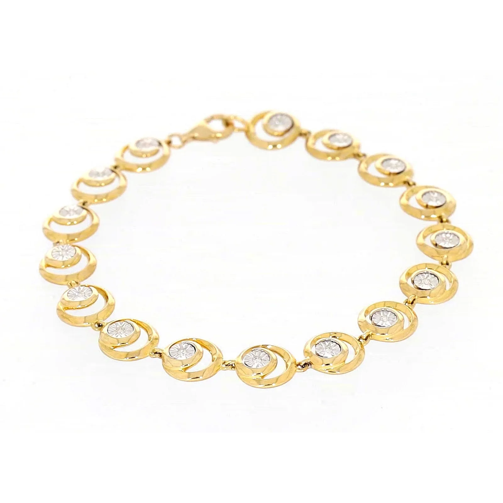 9ct Two Tone Gold  with 0.14 Carat tw of Diamonds Bracelet