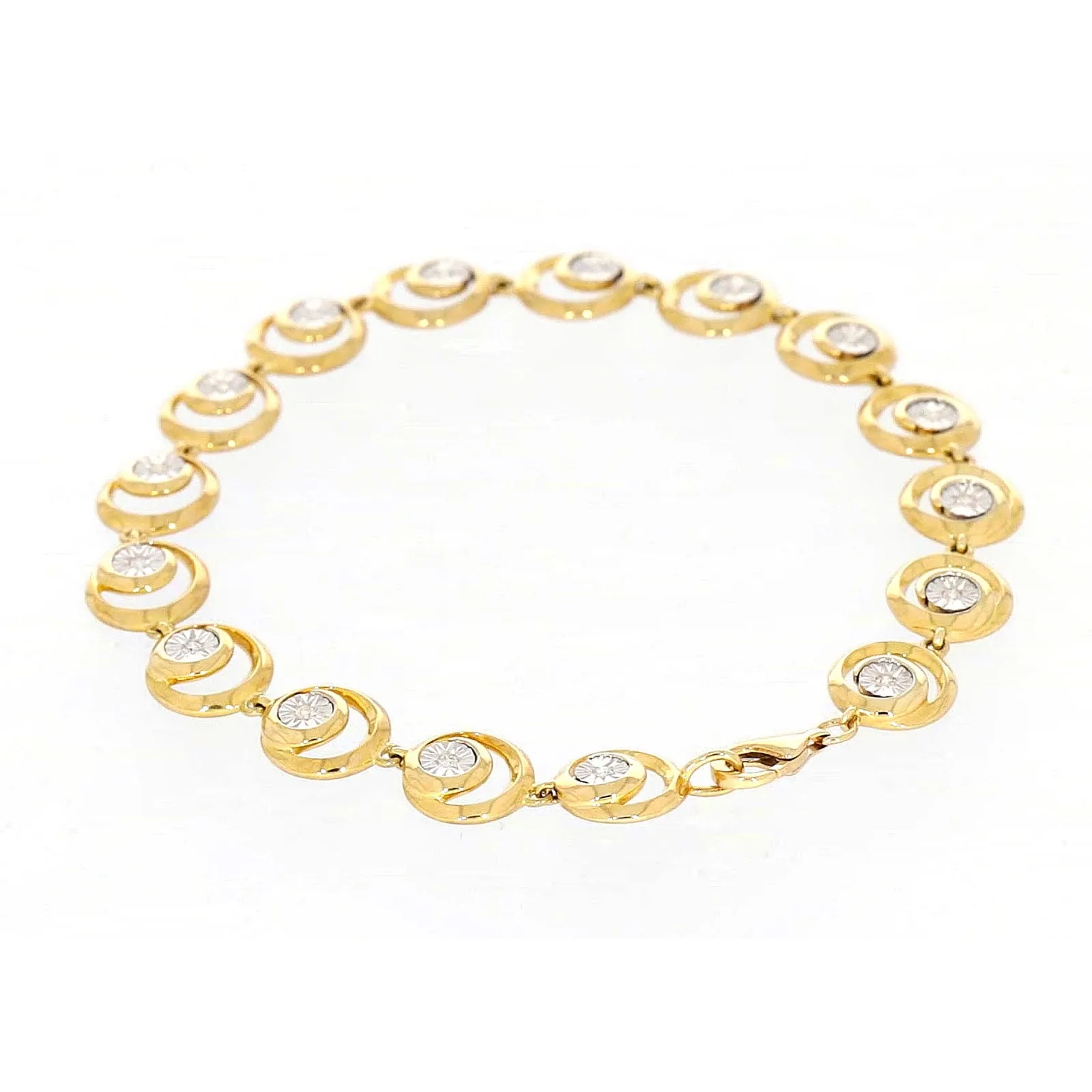 9ct Two Tone Gold  with 0.14 Carat tw of Diamonds Bracelet