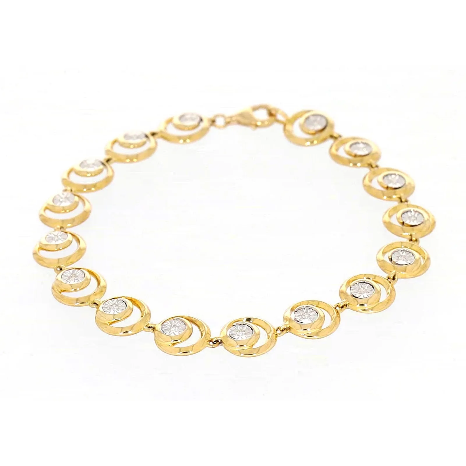 9ct Two Tone Gold  with 0.14 Carat tw of Diamonds Bracelet