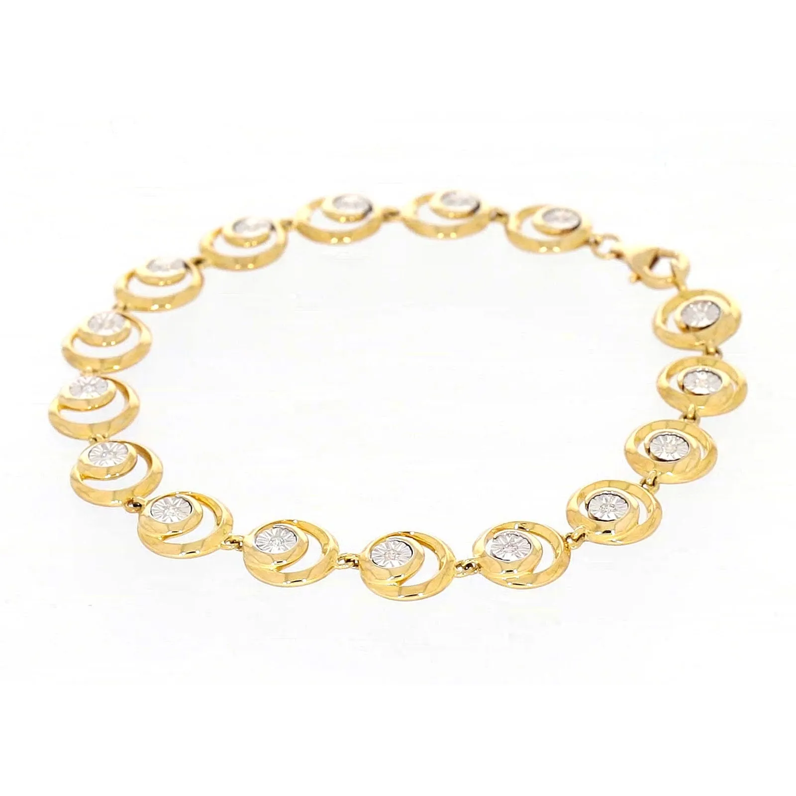 9ct Two Tone Gold  with 0.14 Carat tw of Diamonds Bracelet