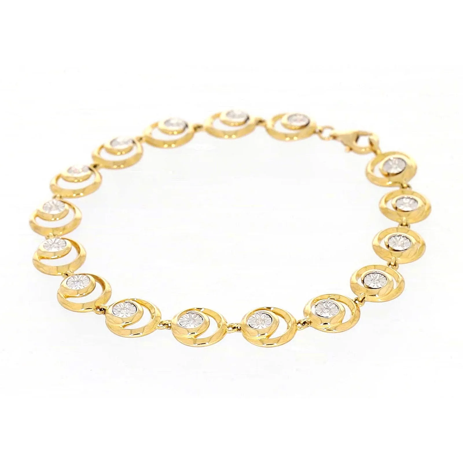 9ct Two Tone Gold  with 0.14 Carat tw of Diamonds Bracelet