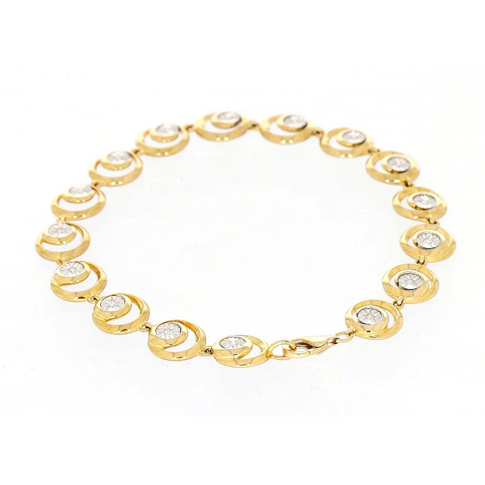 9ct Two Tone Gold  with 0.14 Carat tw of Diamonds Bracelet