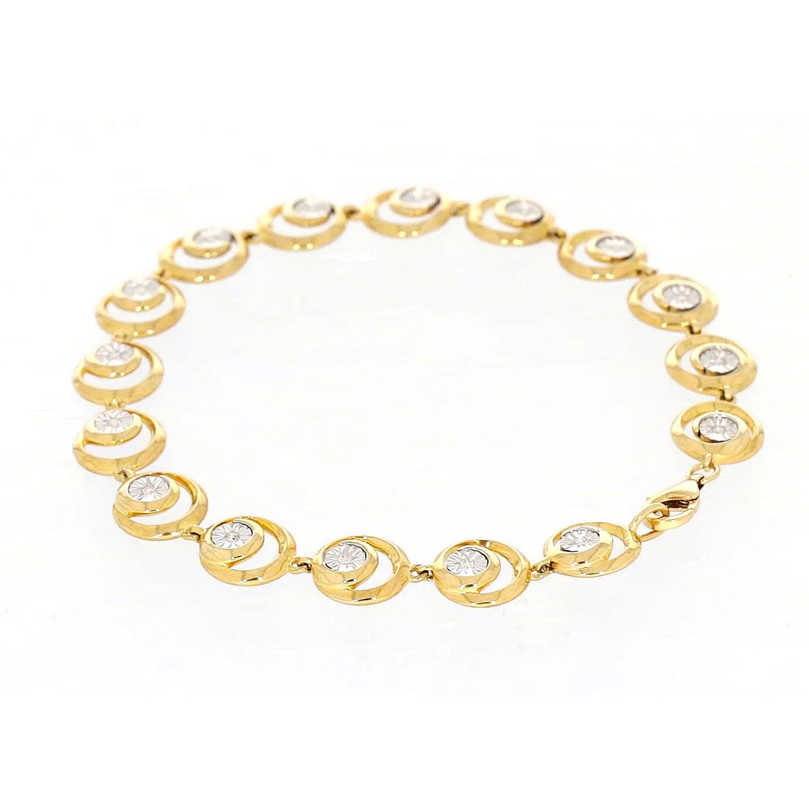 9ct Two Tone Gold  with 0.14 Carat tw of Diamonds Bracelet