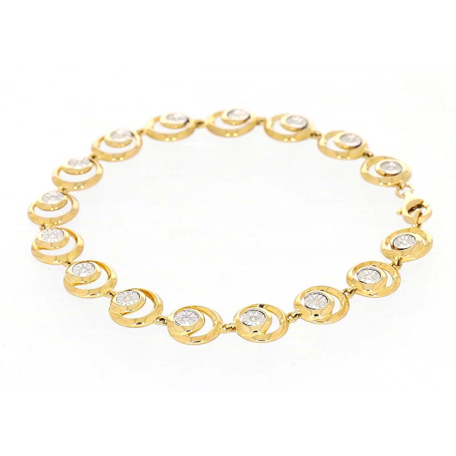 9ct Two Tone Gold  with 0.14 Carat tw of Diamonds Bracelet