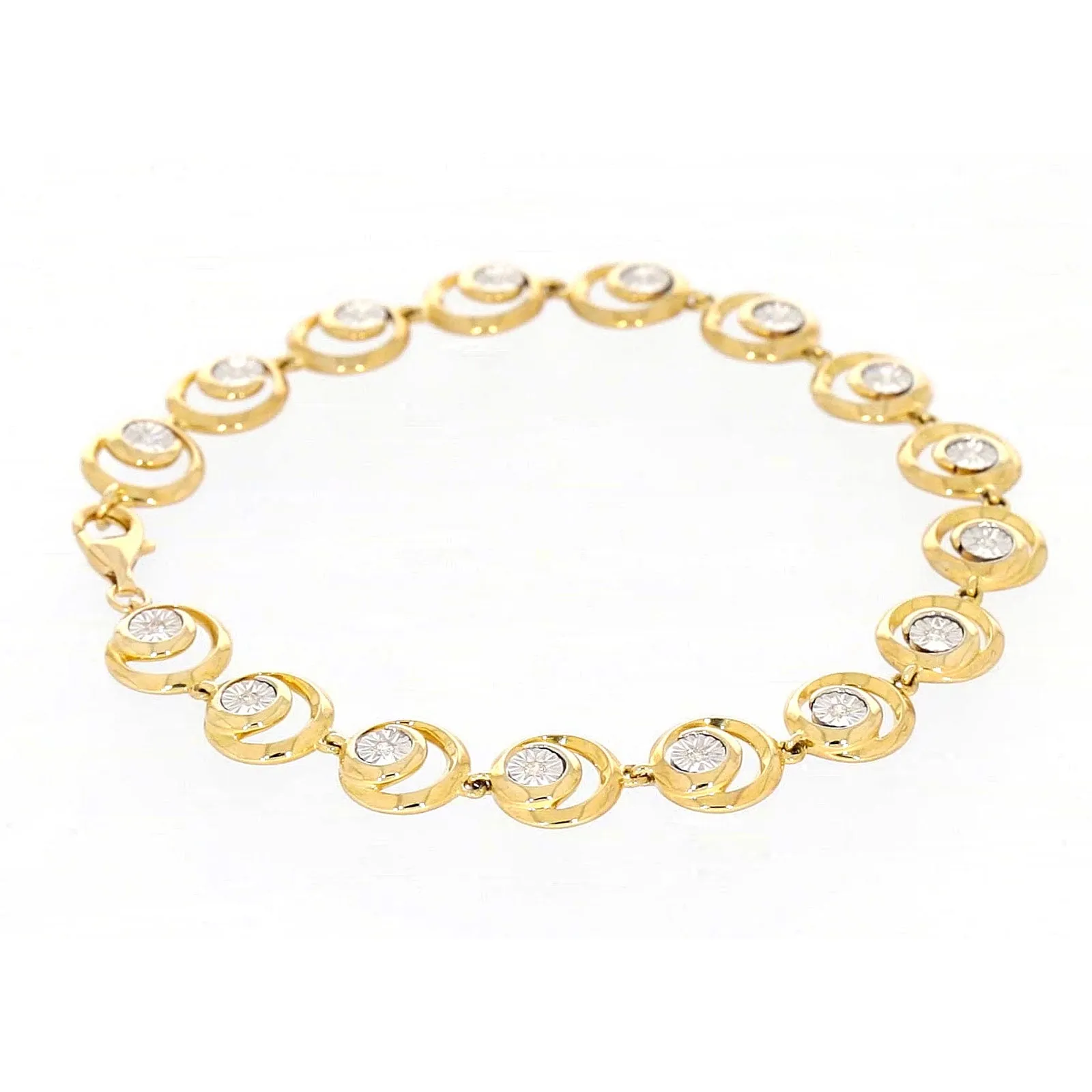 9ct Two Tone Gold  with 0.14 Carat tw of Diamonds Bracelet