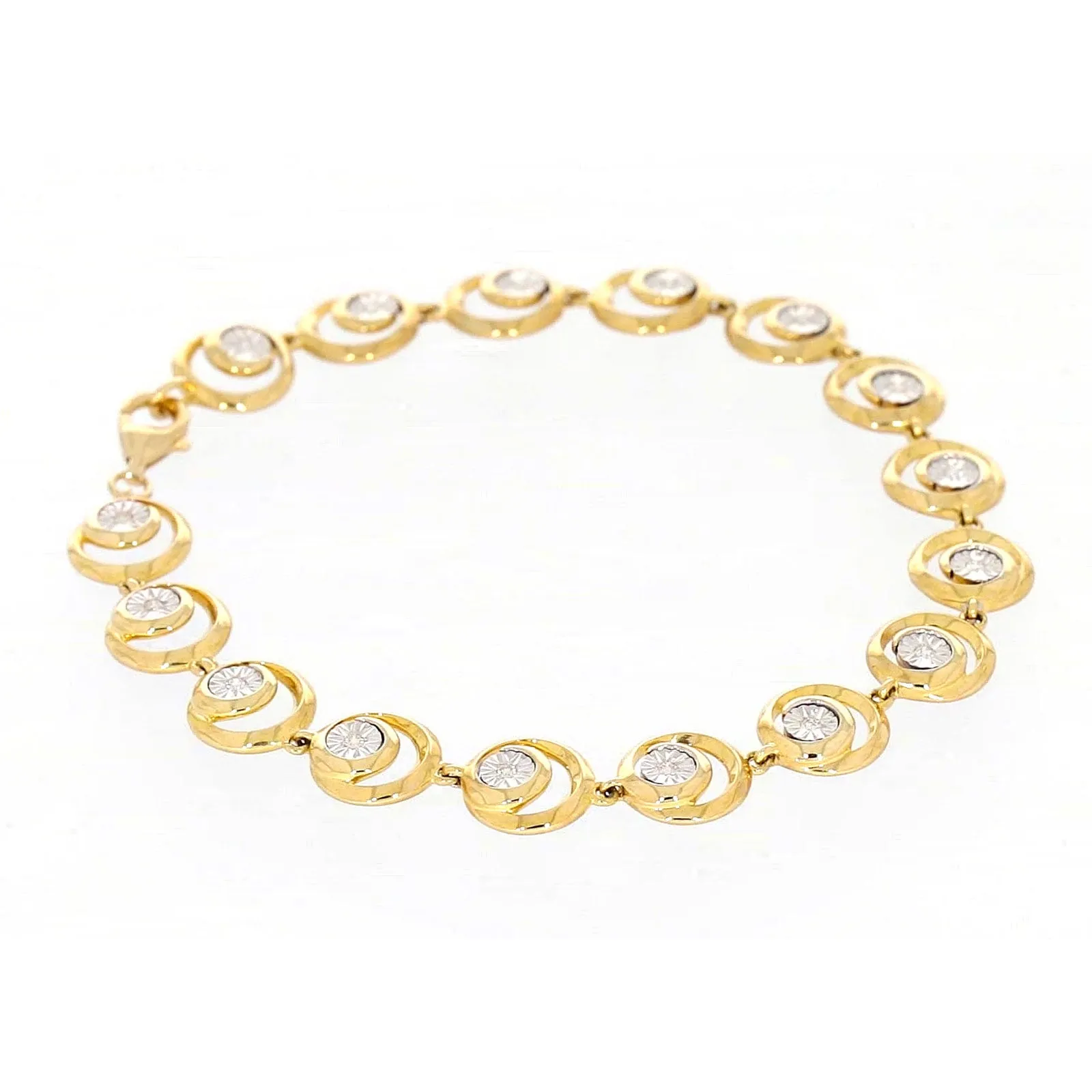 9ct Two Tone Gold  with 0.14 Carat tw of Diamonds Bracelet