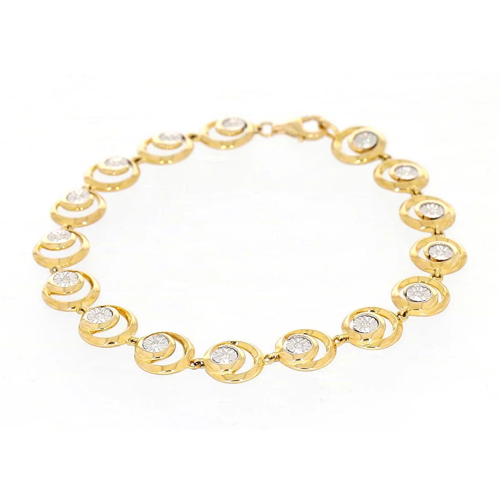 9ct Two Tone Gold  with 0.14 Carat tw of Diamonds Bracelet