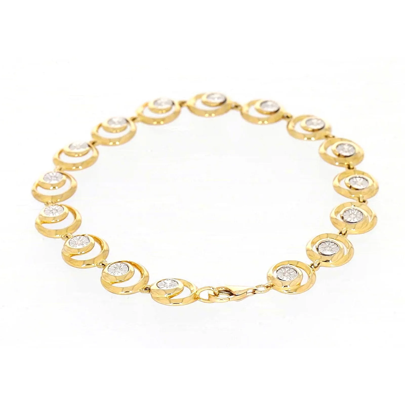 9ct Two Tone Gold  with 0.14 Carat tw of Diamonds Bracelet